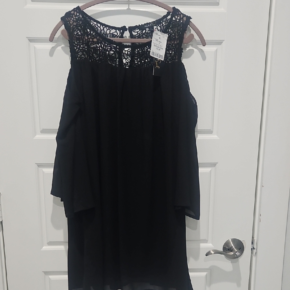 Heart Soul Black Lace Cold Shoulder Dress